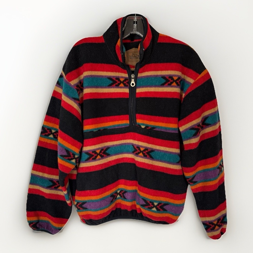 Vintage Woolrich USA Southwestern Aztec Fleece Pullover Mens Small 1/4 Zip USA